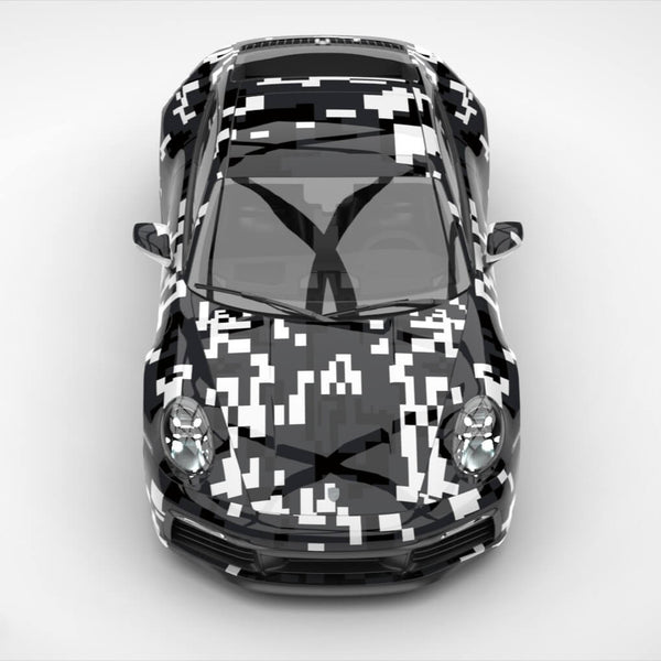 Black White Digital Camo Vinyl Wrap