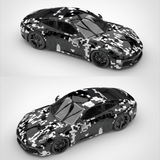 Black White Digital Camo Vinyl Wrap