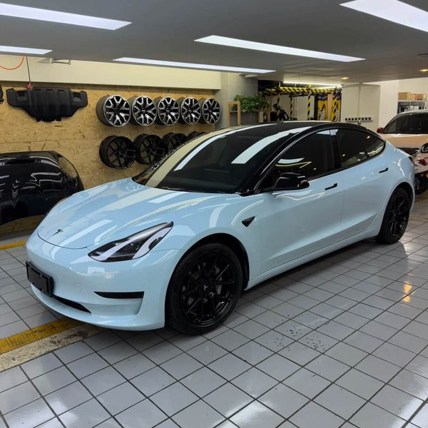 Tesla Model 3 Glossy Icy Blue Wrap